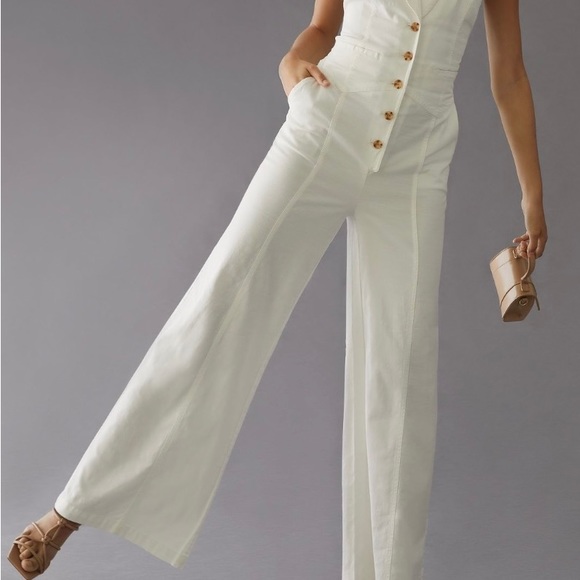 Anthropologie Vested Cotton Jumpsuit, Size 14 - Picture 5 of 6